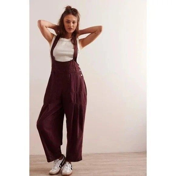 Free People Burgundy Jumpsuit with Cream Top - Picture 4 of 15